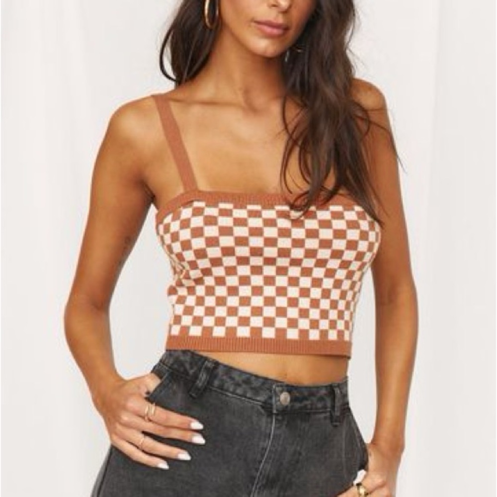 Rust Checkered Knit Tank - Never Worn